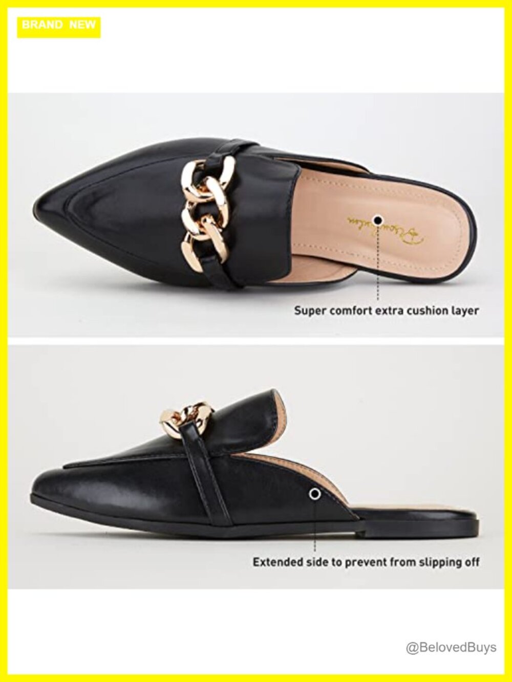 Suede & PU Mules for Women Pointed Toe Slip On Flats Loafers Comfort - Picture 5 of 6